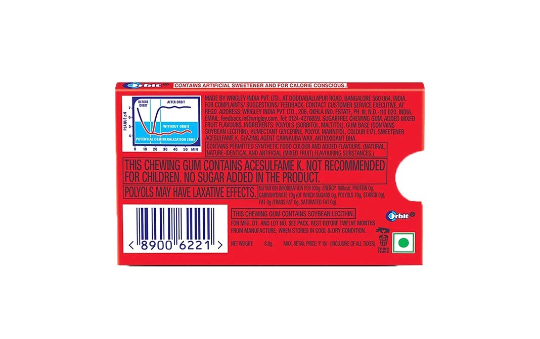 Orbit Mix Fruit Flavoured Sugar Free Chewing Gum    Pack  8.8 grams
